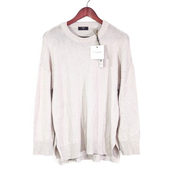 Tahari Sweaters - NWT Tahari Womens Sweater White Large Knit Beige Long Sleeve Crew Neck Top Soft